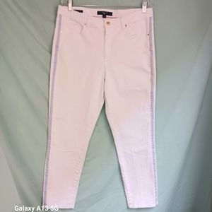 Tommy Hilfiger Women's Tribeca Ankle White Nad Blue Stripe Jean Sz 14